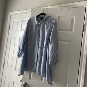 Button-down blue and white tunic